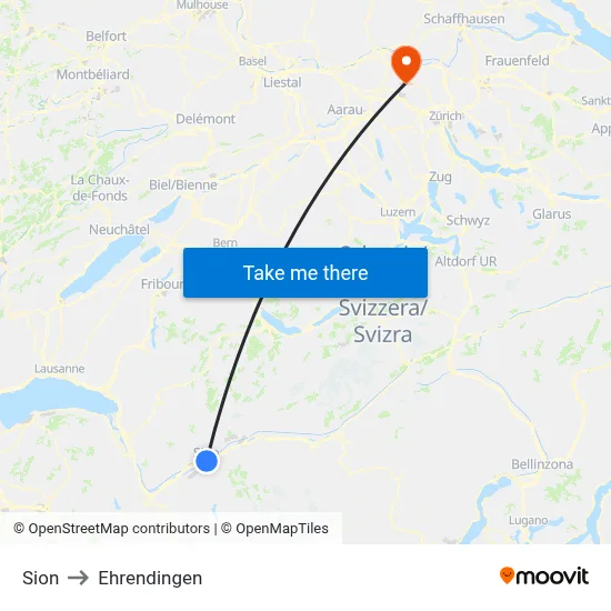 Sion to Ehrendingen map
