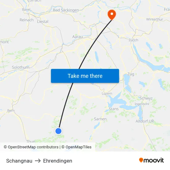 Schangnau to Ehrendingen map
