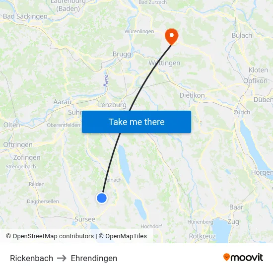 Rickenbach to Ehrendingen map