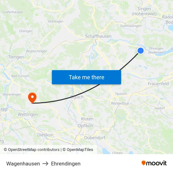 Wagenhausen to Ehrendingen map