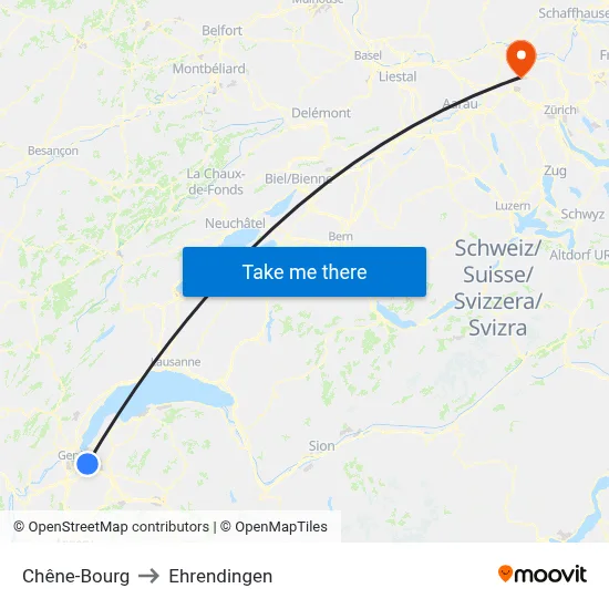 Chêne-Bourg to Ehrendingen map