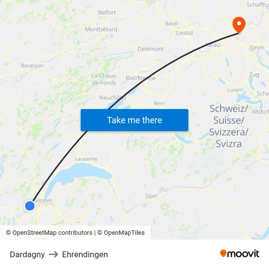Dardagny to Ehrendingen map