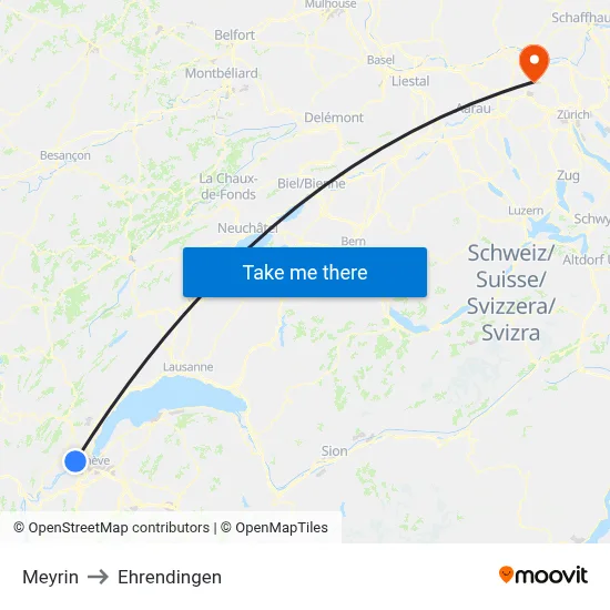 Meyrin to Ehrendingen map