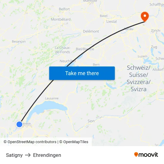 Satigny to Ehrendingen map