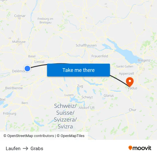 Laufen to Grabs map
