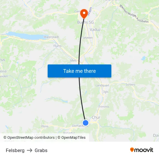 Felsberg to Grabs map
