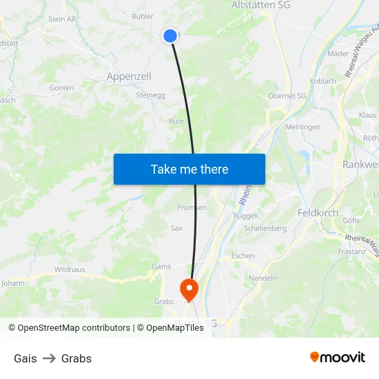 Gais to Grabs map