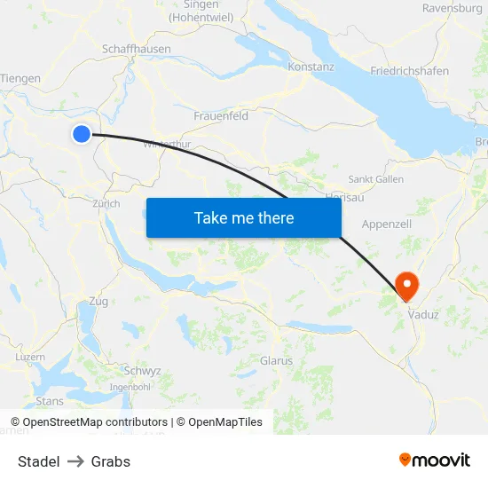 Stadel to Grabs map