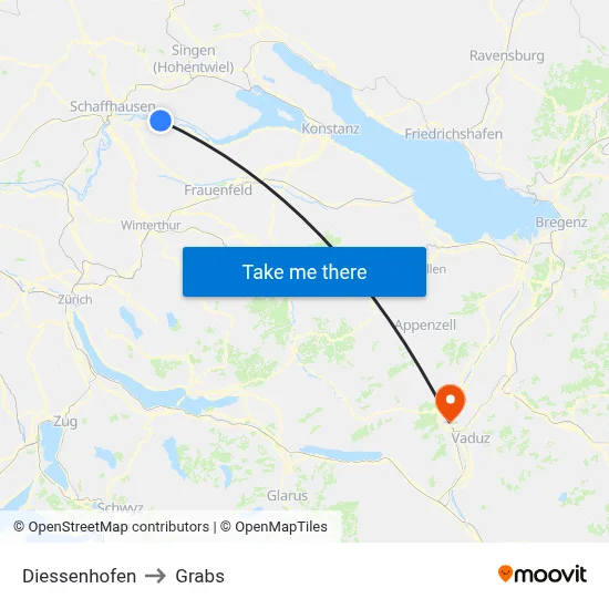 Diessenhofen to Grabs map