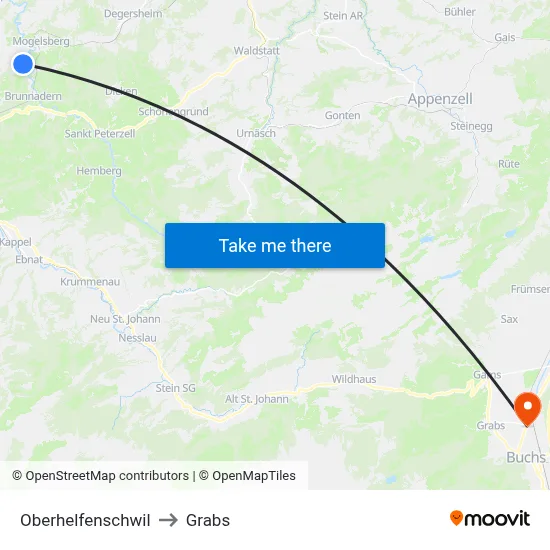 Oberhelfenschwil to Grabs map