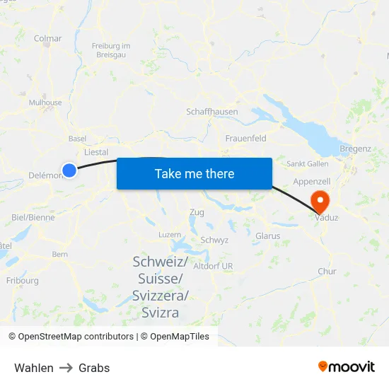 Wahlen to Grabs map