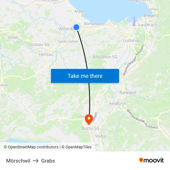 Mörschwil to Grabs map