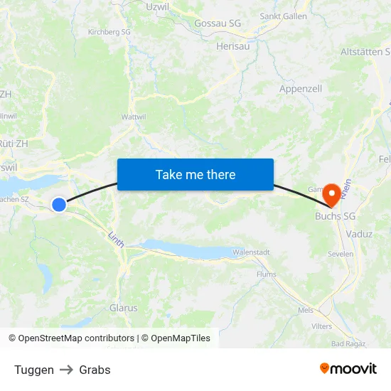 Tuggen to Grabs map