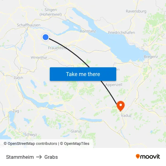 Stammheim to Grabs map