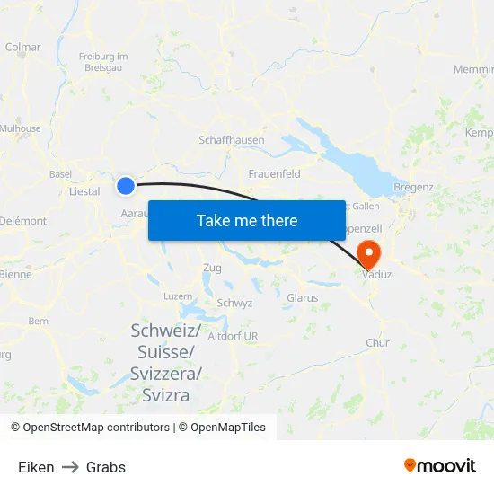 Eiken to Grabs map