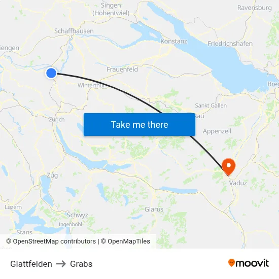 Glattfelden to Grabs map