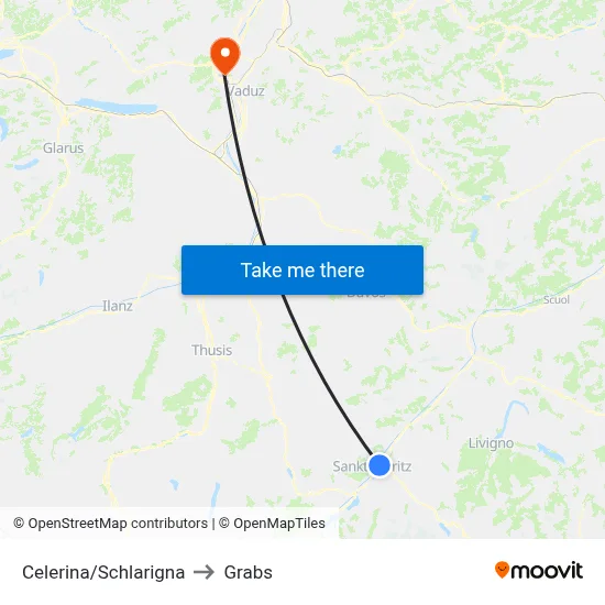 Celerina/Schlarigna to Grabs map