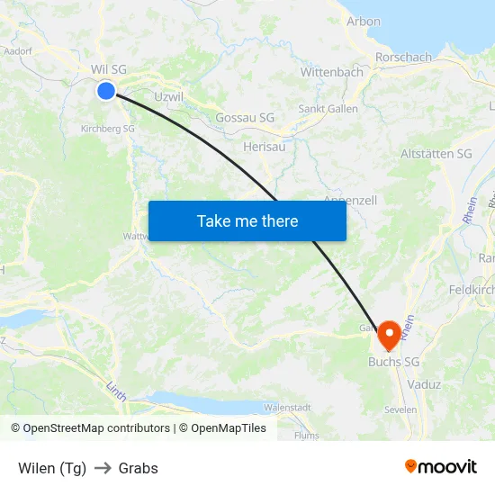 Wilen (Tg) to Grabs map