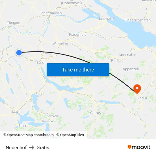 Neuenhof to Grabs map