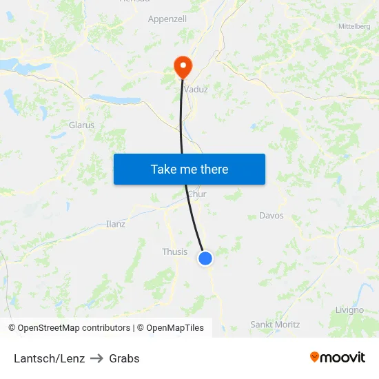 Lantsch/Lenz to Grabs map