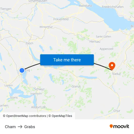 Cham to Grabs map