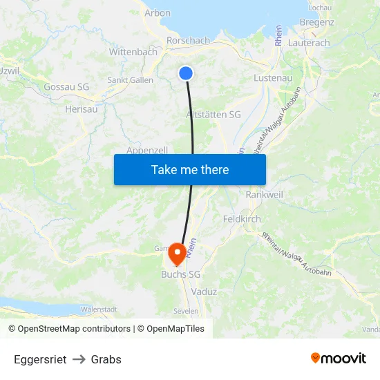 Eggersriet to Grabs map