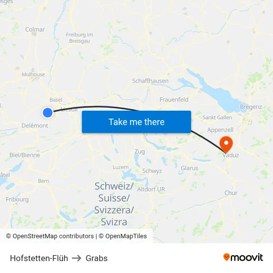 Hofstetten-Flüh to Grabs map