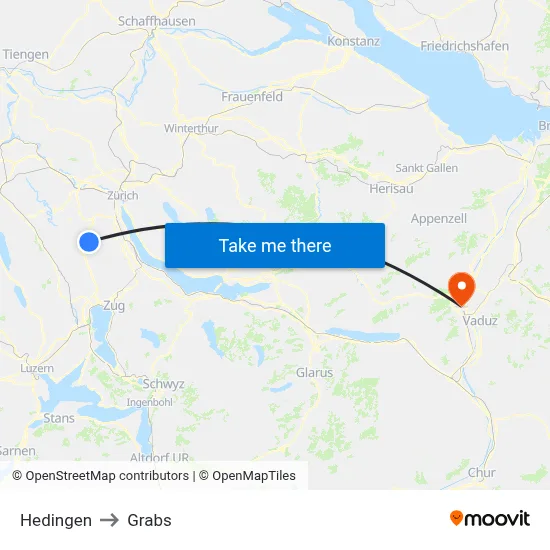 Hedingen to Grabs map
