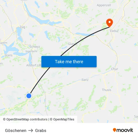 Göschenen to Grabs map