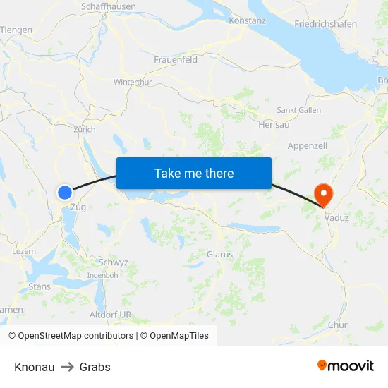 Knonau to Grabs map