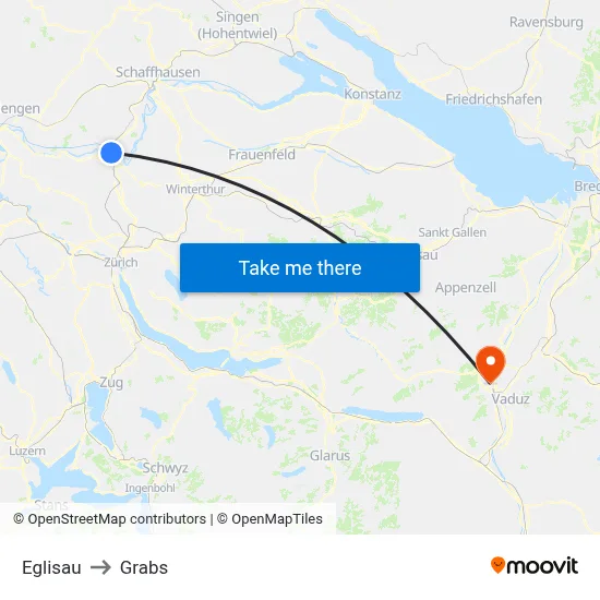 Eglisau to Grabs map