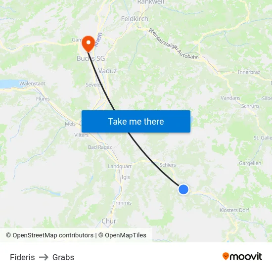 Fideris to Grabs map