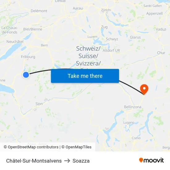 Châtel-Sur-Montsalvens to Soazza map