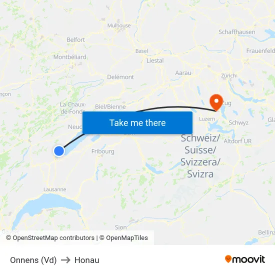 Onnens (Vd) to Honau map