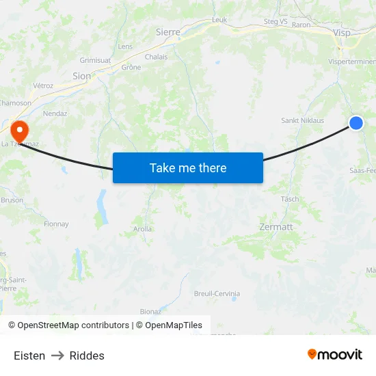 Eisten to Riddes map