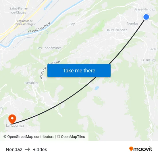 Nendaz to Riddes map