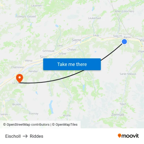 Eischoll to Riddes map