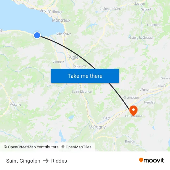 Saint-Gingolph to Riddes map