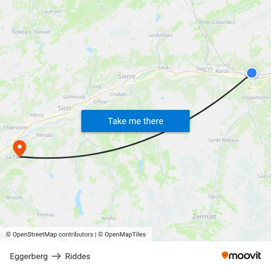 Eggerberg to Riddes map