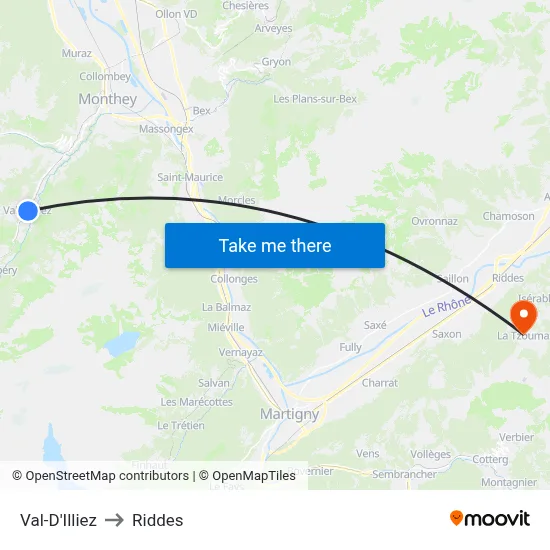Val-D'Illiez to Riddes map