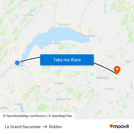 Le Grand-Saconnex to Riddes map