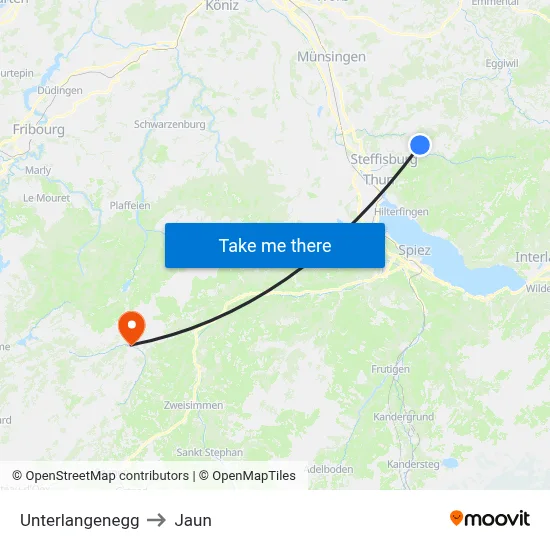 Unterlangenegg to Jaun map