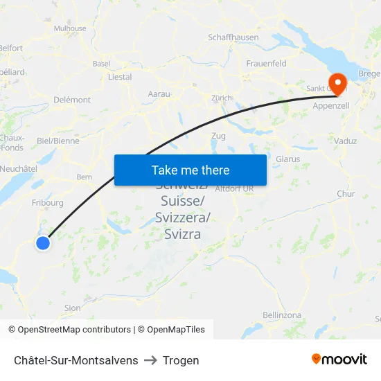 Châtel-Sur-Montsalvens to Trogen map