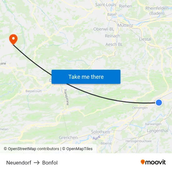 Neuendorf to Bonfol map