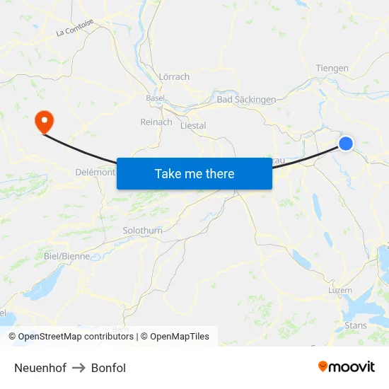 Neuenhof to Bonfol map