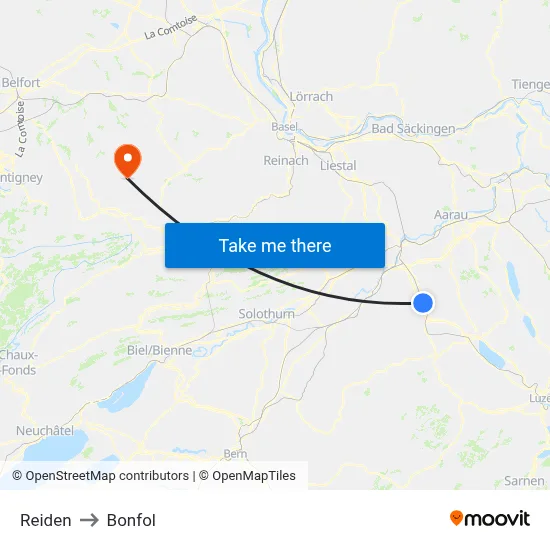 Reiden to Bonfol map