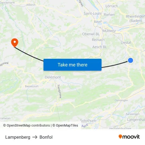 Lampenberg to Bonfol map