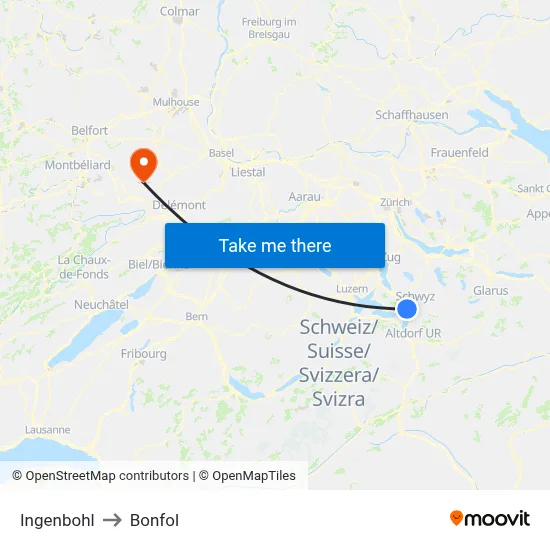 Ingenbohl to Bonfol map