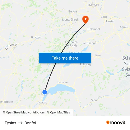 Eysins to Bonfol map