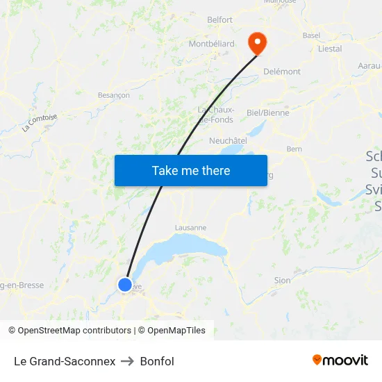 Le Grand-Saconnex to Bonfol map